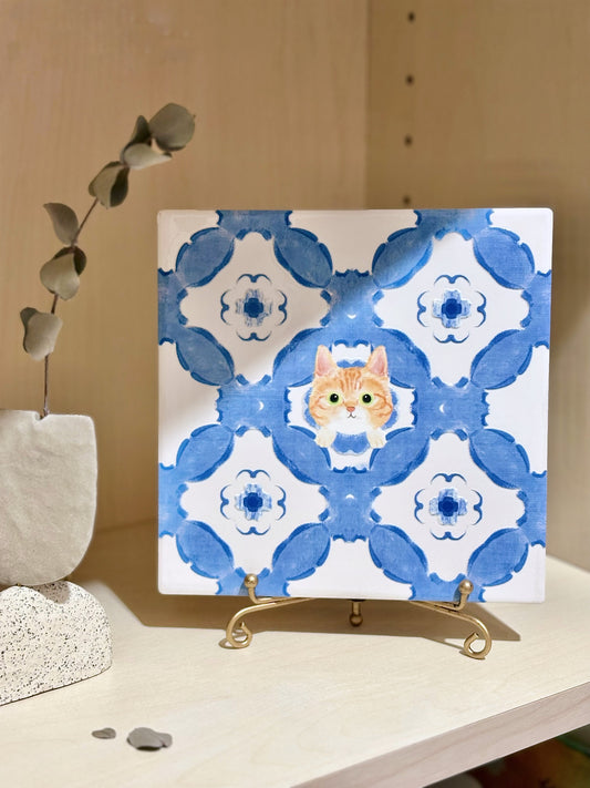 eunique-art-tabby-cat-ceramic-decorative-tile