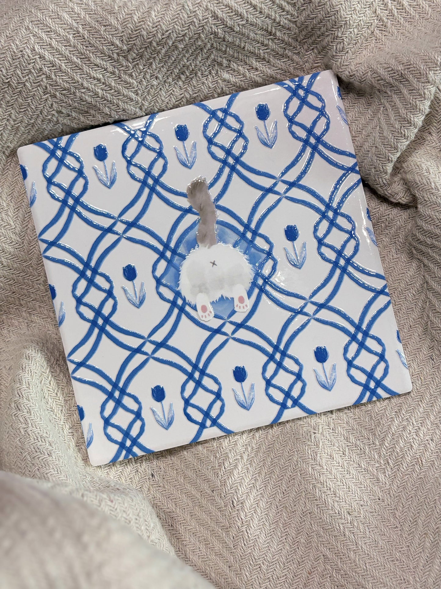 Ragdoll (Cobalt Blue Series) - Embossed Vintage Ceramic Art Tile