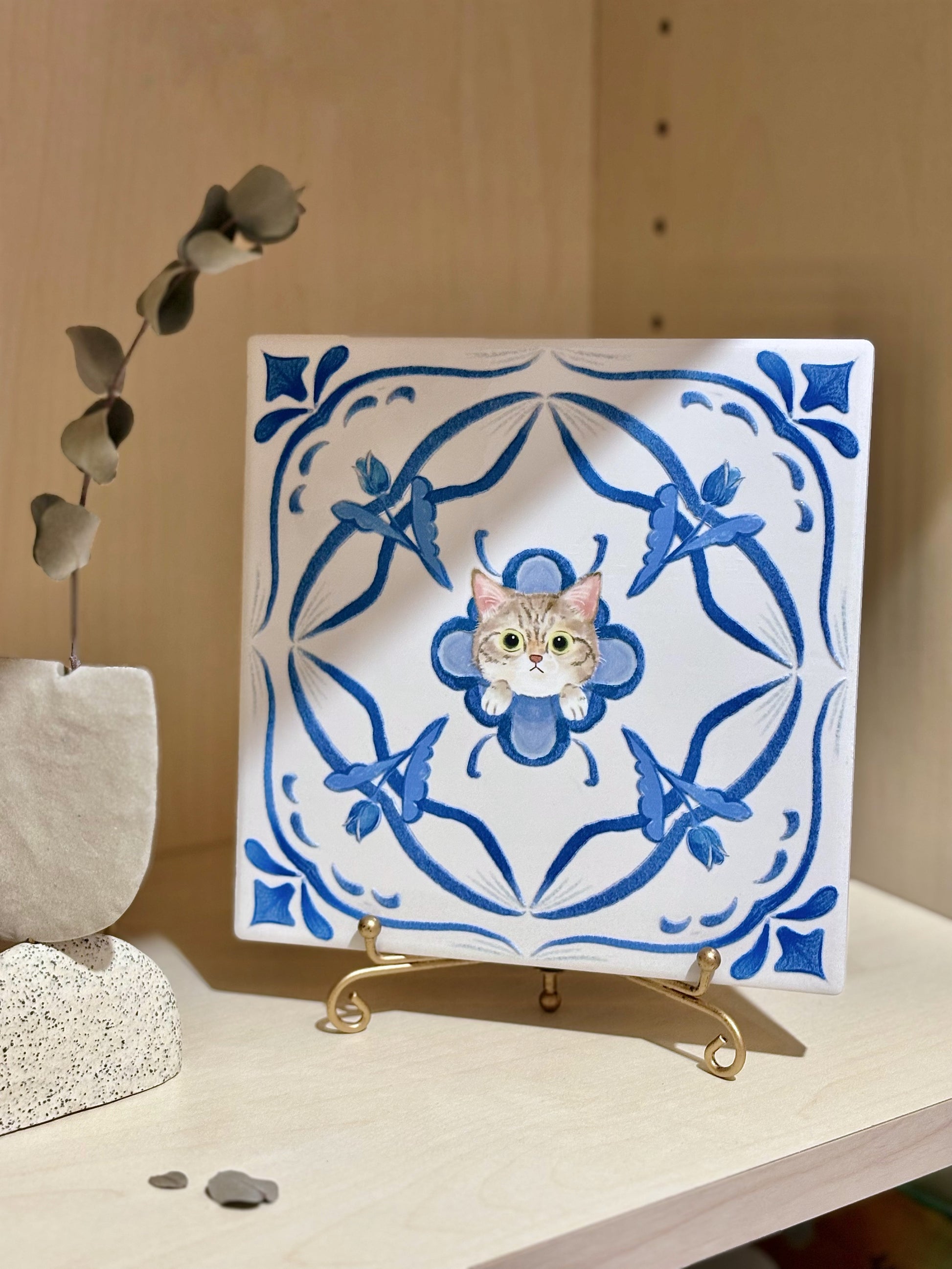 eunique-art-tabby-cat-ceramic-decorative-tile