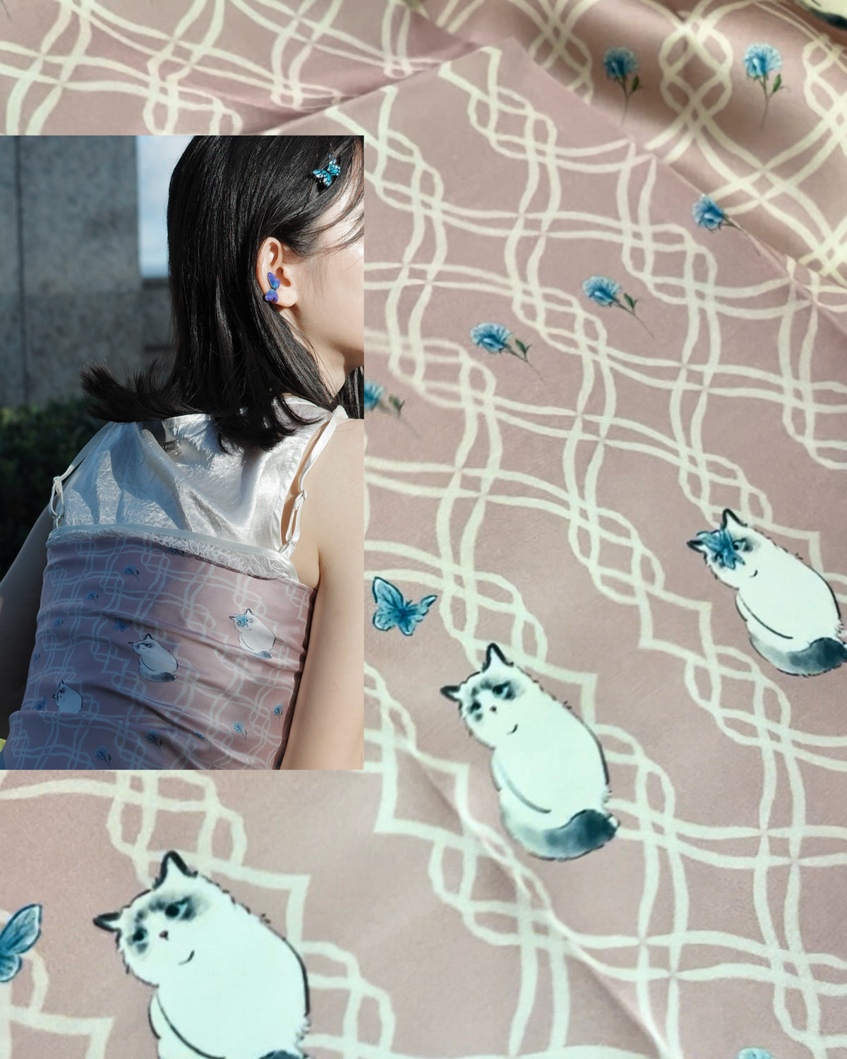 Ragdoll & Sweet Pea - Butterfly Kiss Multi-Way Square Scarf