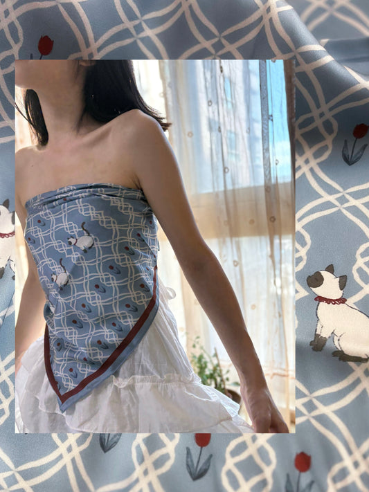 Siamese & Tulip Multi-Way Square Scarf