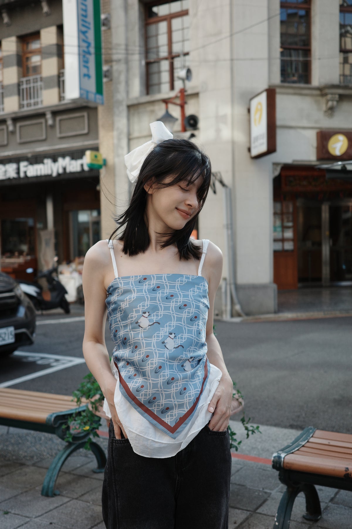 Siamese & Tulip Multi-Way Square Scarf