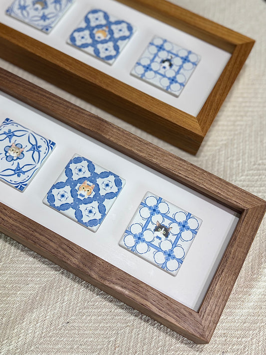 Solid Wood Display Frame for 3 Tiles